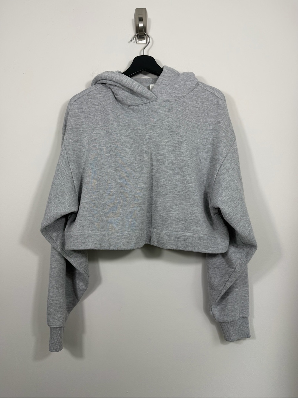 Alo Yoga Bae Hoodie Gray Cropped Oversized Pullover Sweatshirt Size S